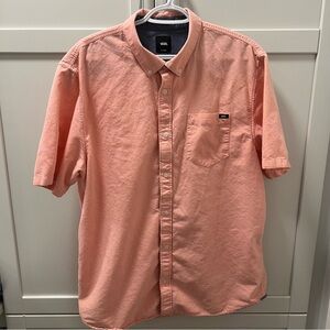 VANS Classic Fit Coral 100% Cotton Linen-Look Casual Button Down Shirt | XL
